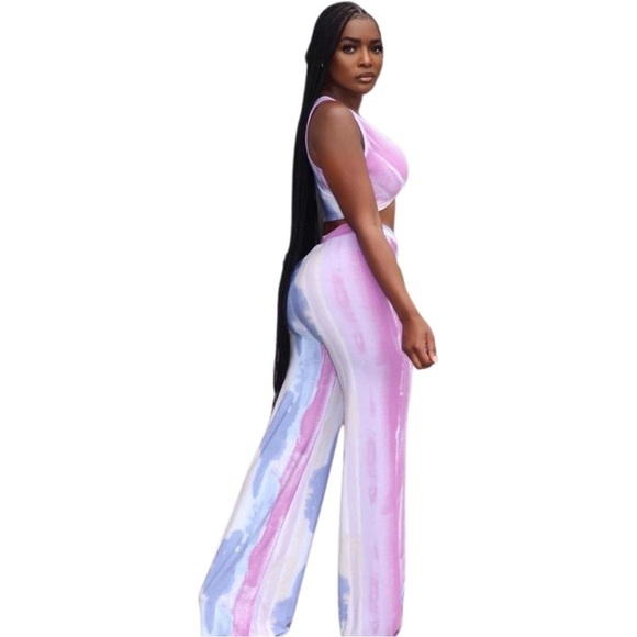 Women's Purple Streaks Pants Set, Size Large, Gently Worn - Picture 2 of 6